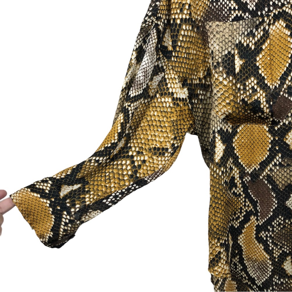 Zara Python Snake Print Button Up Tunic Blouse To… - image 5